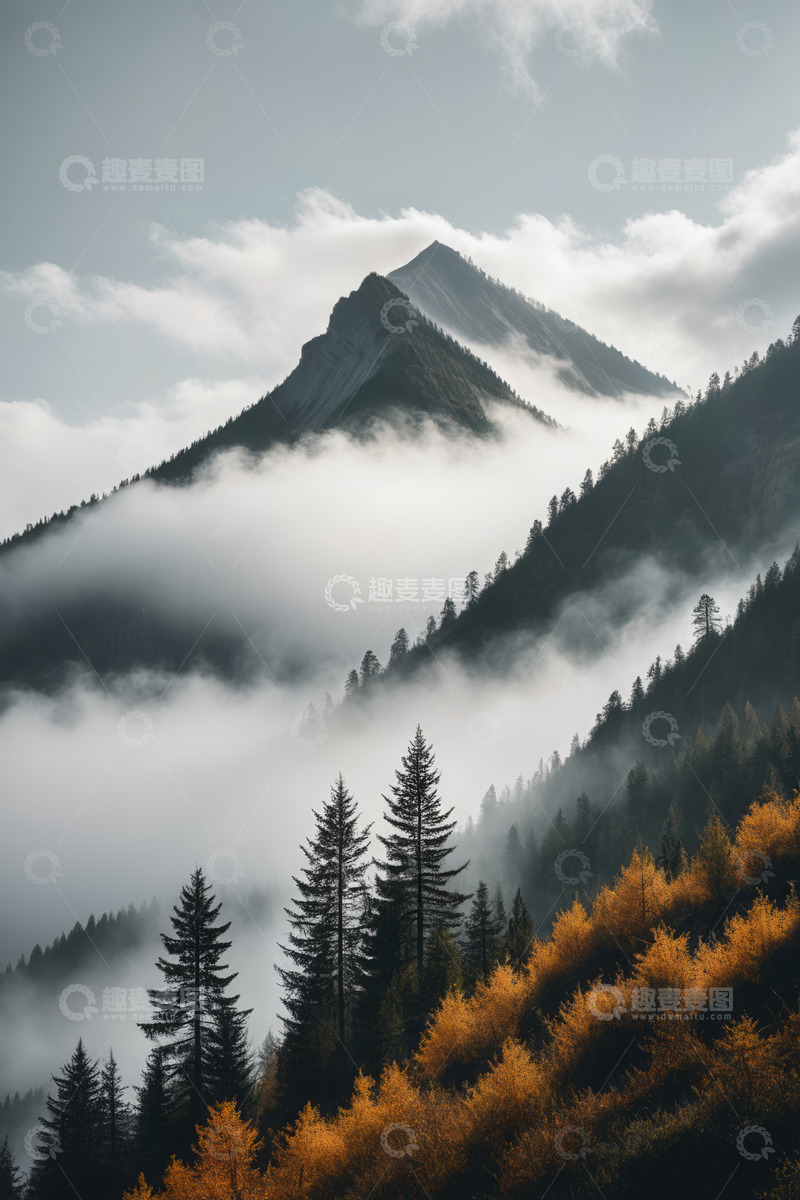 高清大图下载【趣麦麦图】山林云雾缭绕自然风光