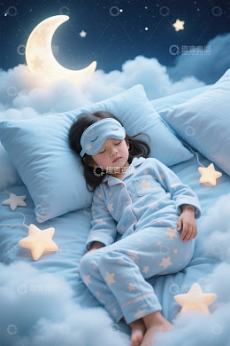 小女孩云端入眠场景