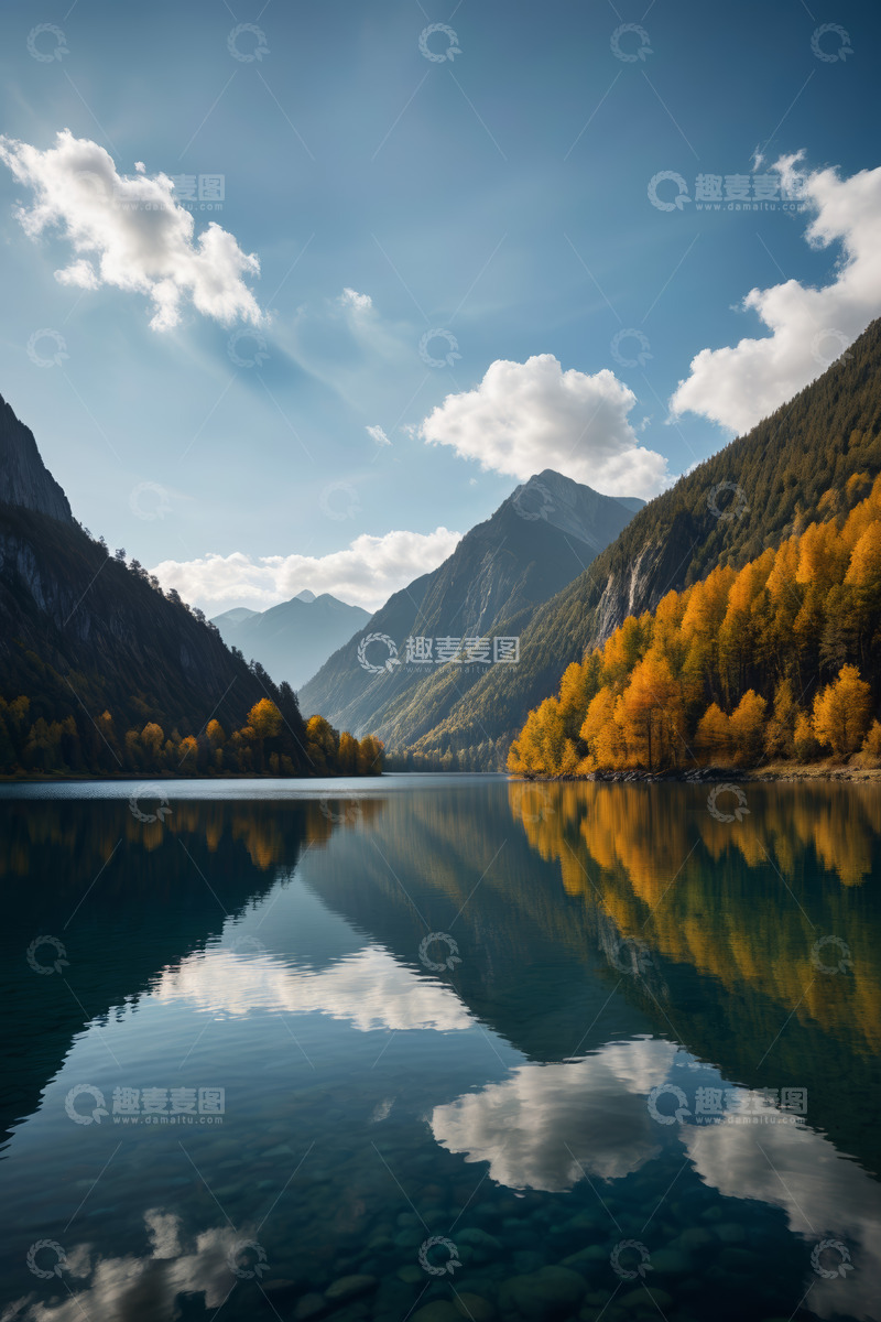 高清大图下载【趣麦麦图】秋日山谷湖泊自然风光