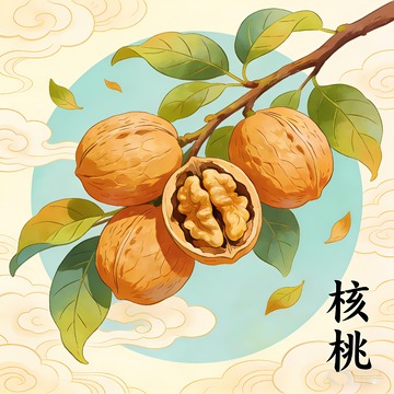 一株核桃手绘