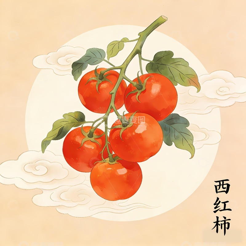 高清大图下载【趣麦麦图】一串西红柿插画