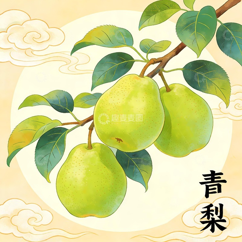 高清大图下载【趣麦麦图】-青梨包装插画