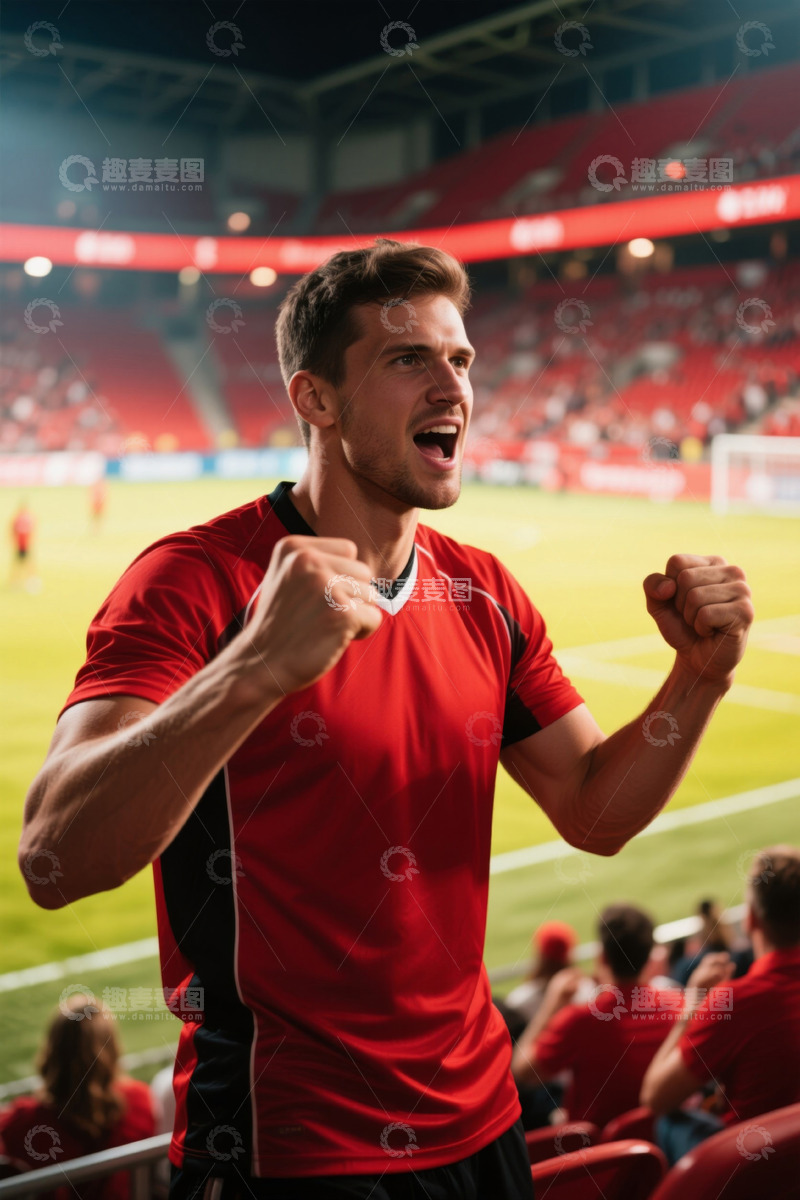高清大图下载【趣麦麦图】体育场内欢呼的足球观众