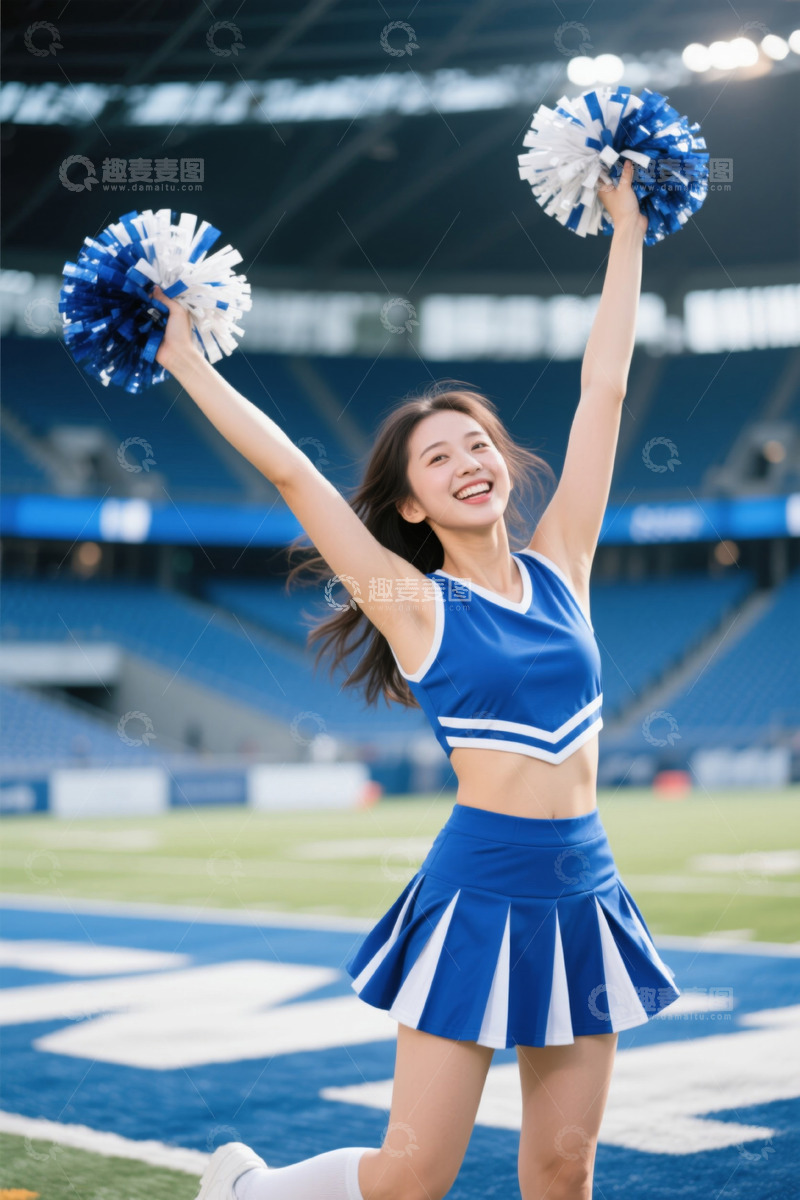 高清大图下载【趣麦麦图】体育场中欢呼的啦啦队员