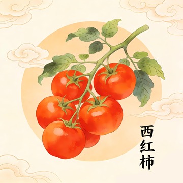 一串番茄插画
