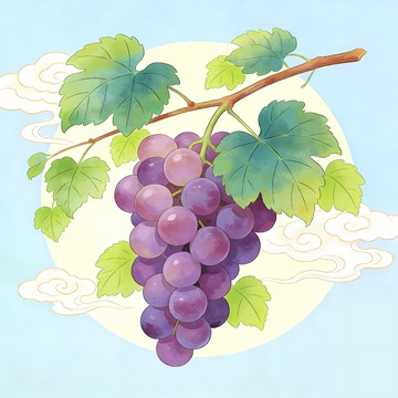 一串新鲜紫葡萄