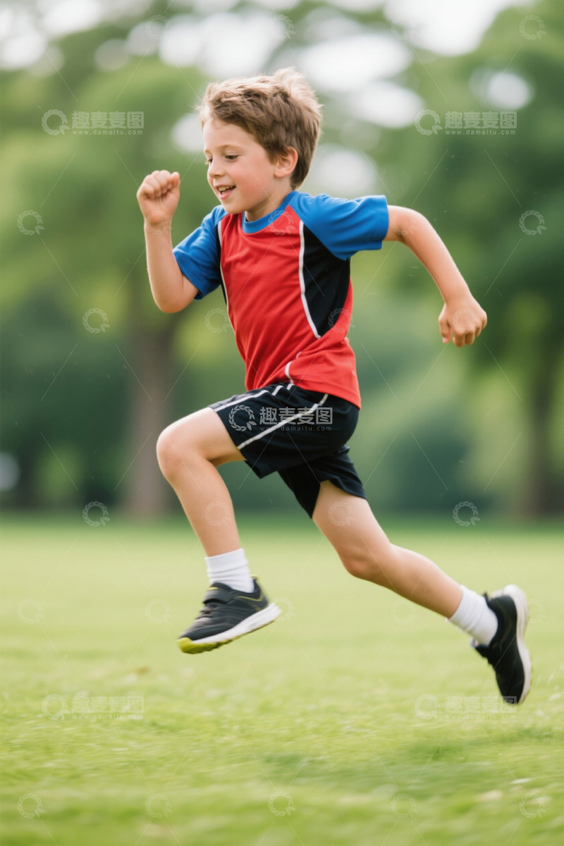 高清大图下载【趣麦麦图】户外奔跑的男孩