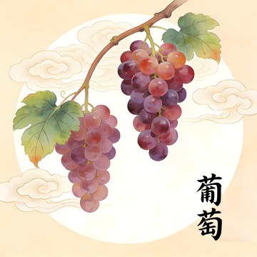 两串葡萄手绘