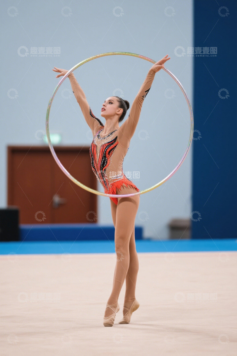 高清大图下载【趣麦麦图】女孩进行艺术体操圈操表演