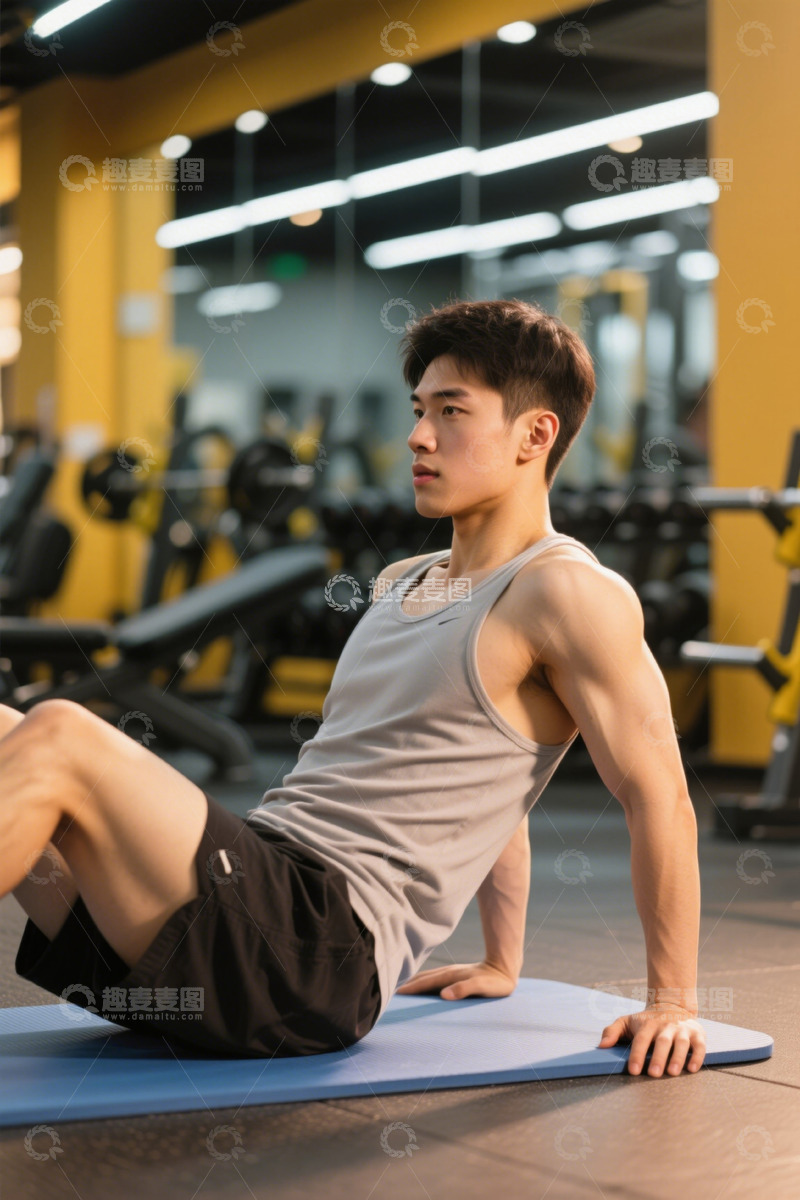 高清大图下载【趣麦麦图】健身房男士做健身动作