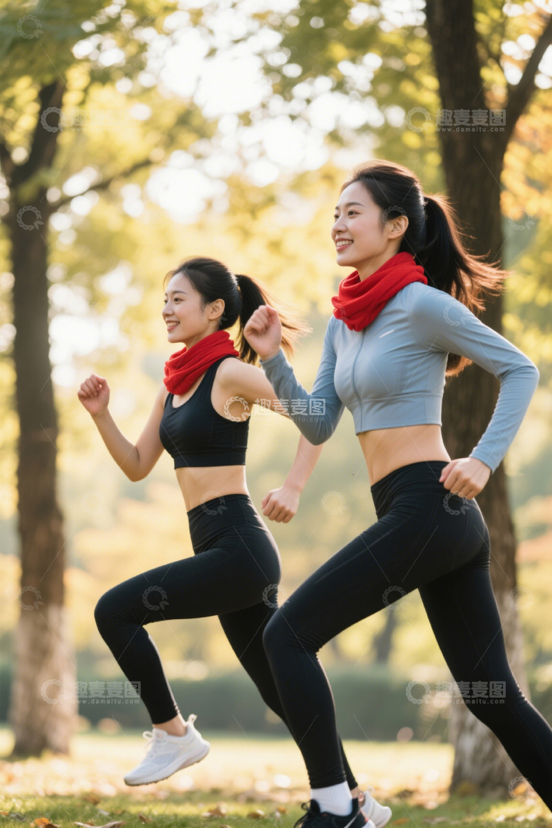 高清大图下载【趣麦麦图】户外公园中女性跑步锻炼