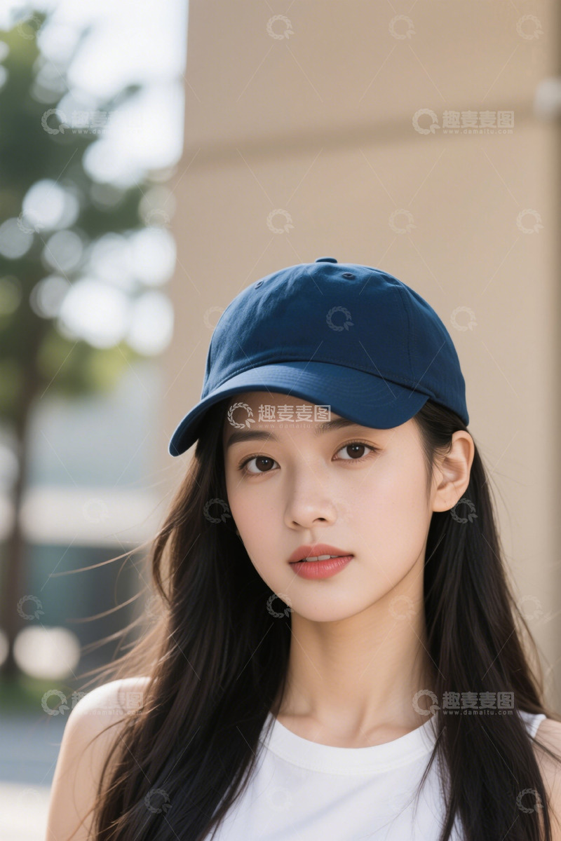 高清大图下载【趣麦麦图】戴棒球帽的年轻女性肖像