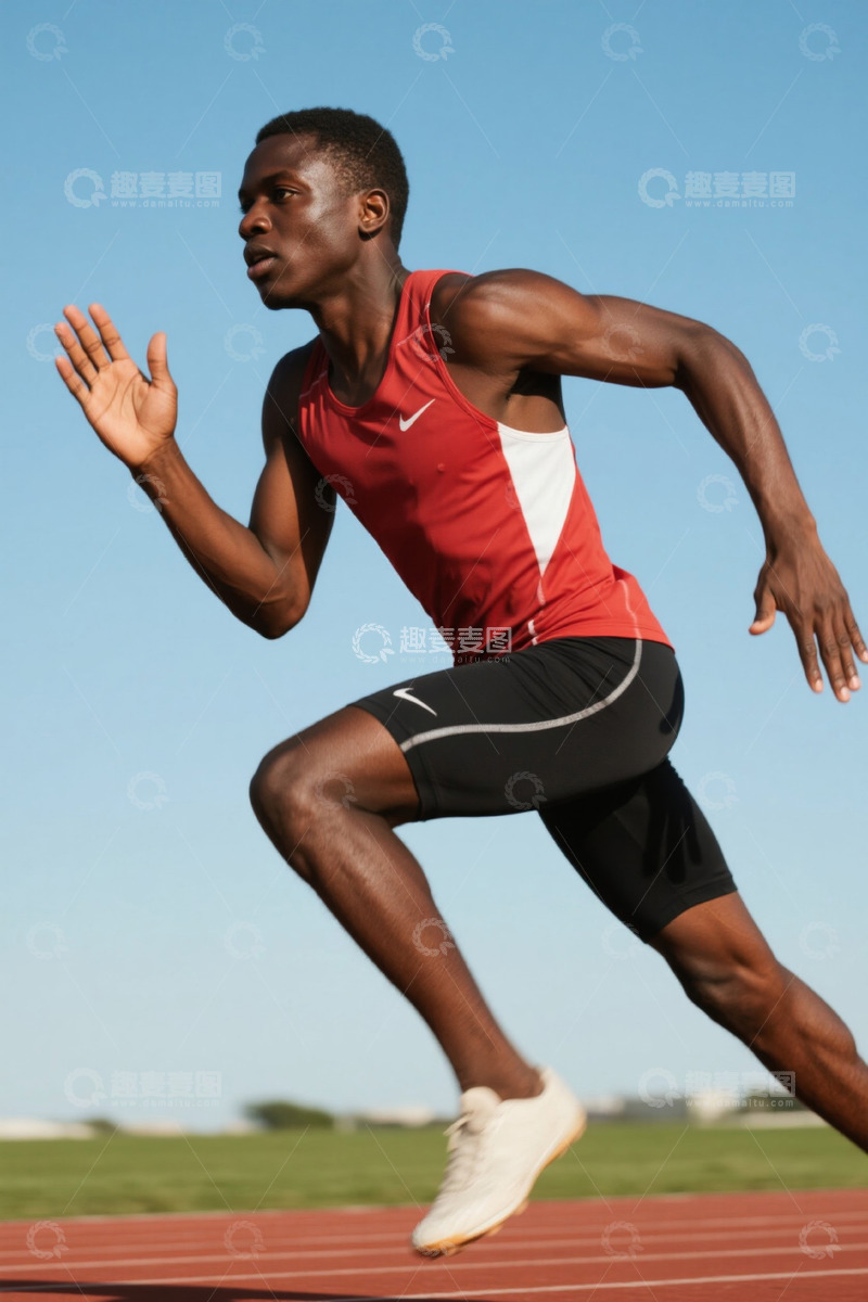 高清大图下载【趣麦麦图】黑人运动员户外跑步