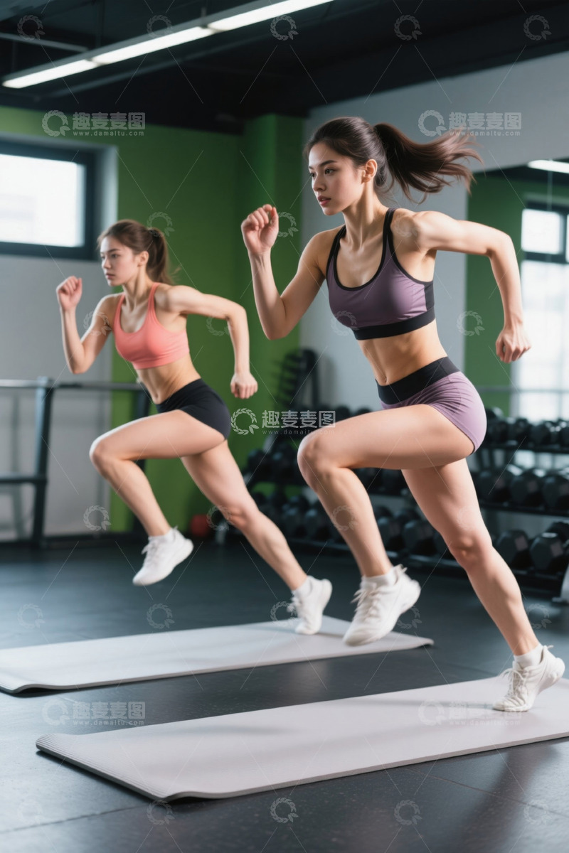 高清大图下载【趣麦麦图】健身房女性健身锻炼场景