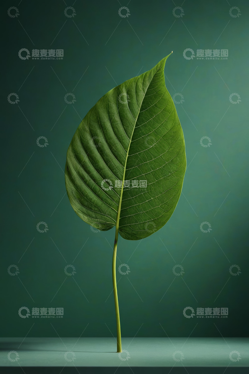 高清大图下载【趣麦麦图】单支绿叶特写素材