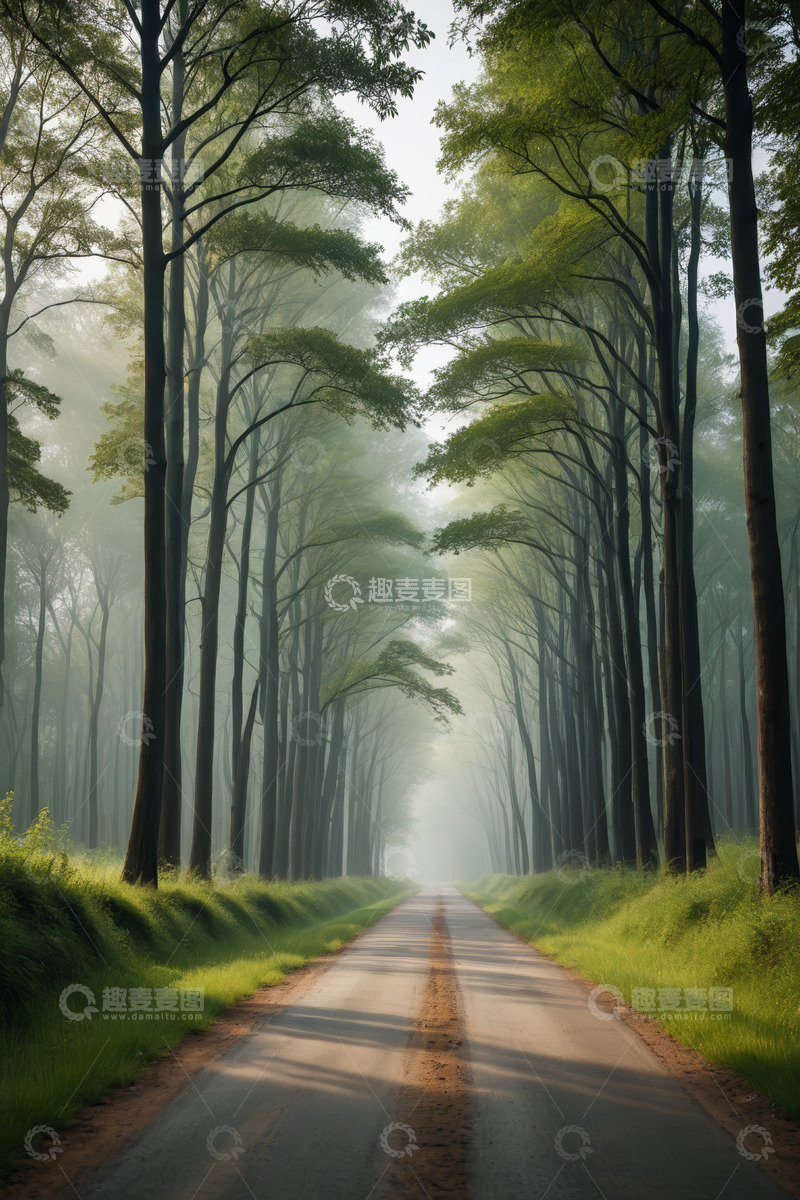 高清大图下载【趣麦麦图】林间道路自然风光