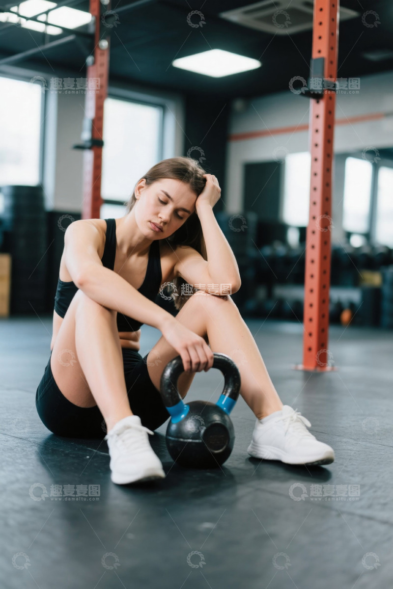 高清大图下载【趣麦麦图】健身房休息的健身女性