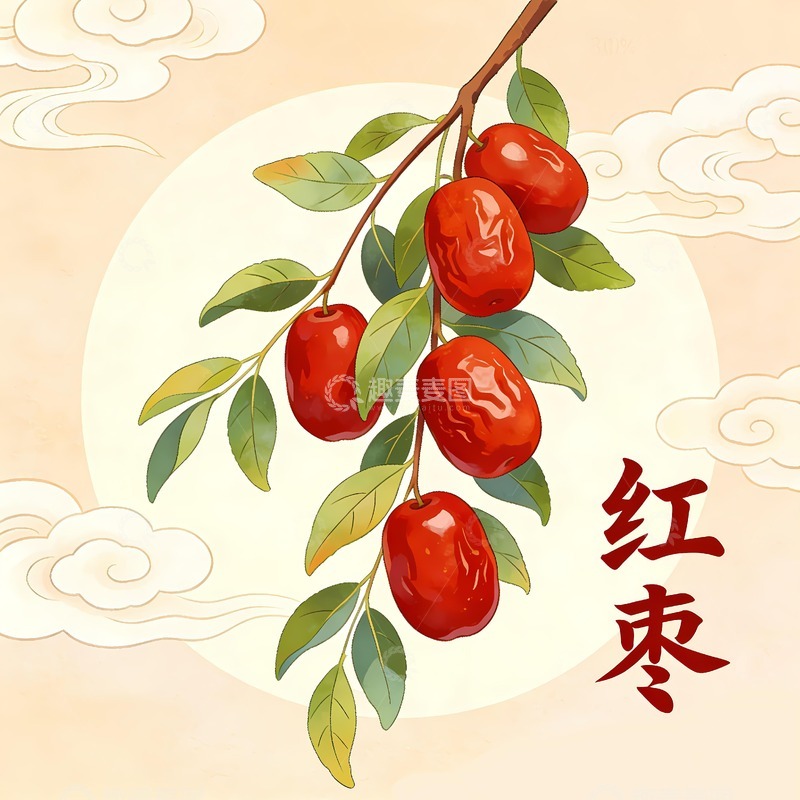 高清大图下载【趣麦麦图】红枣插画白描