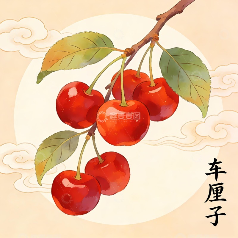高清大图下载【趣麦麦图】樱桃包装插画