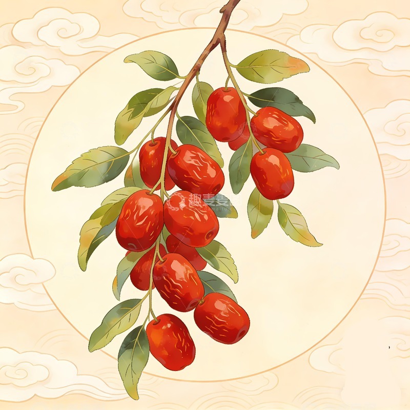 高清大图下载【趣麦麦图】一串红枣绘画