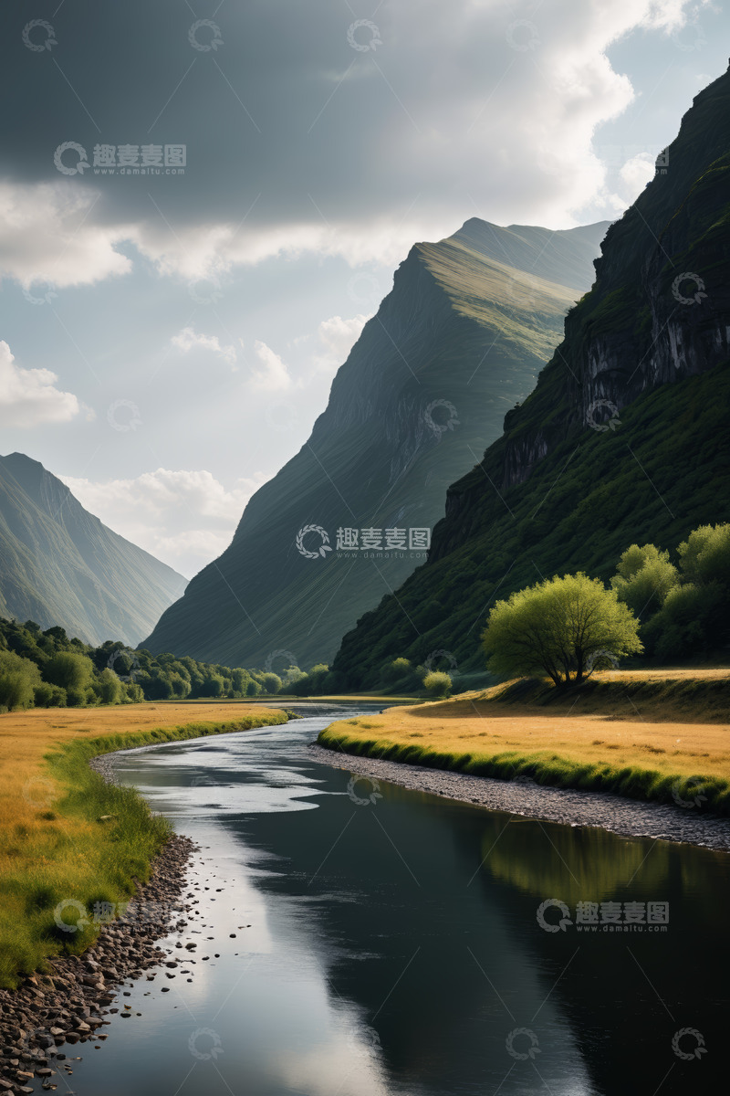 高清大图下载【趣麦麦图】山谷河流自然风光