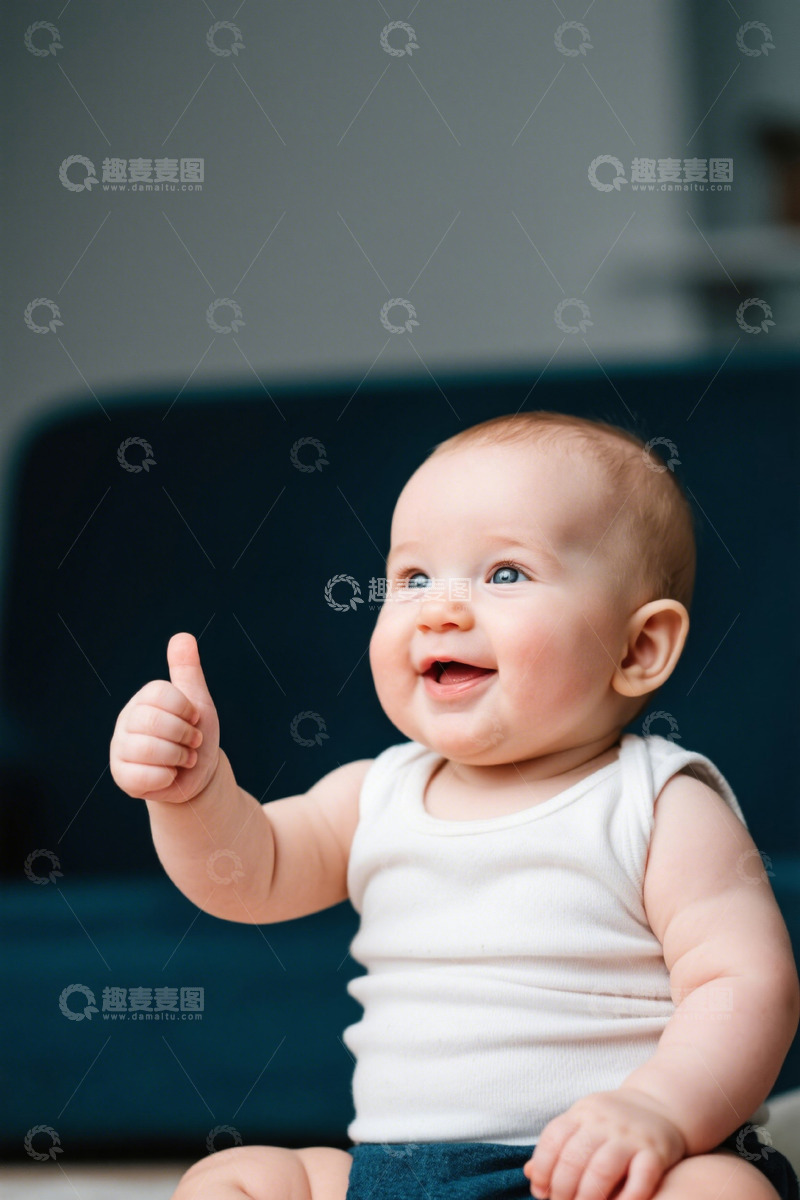 高清大图下载【趣麦麦图】可爱婴儿竖大拇指特写