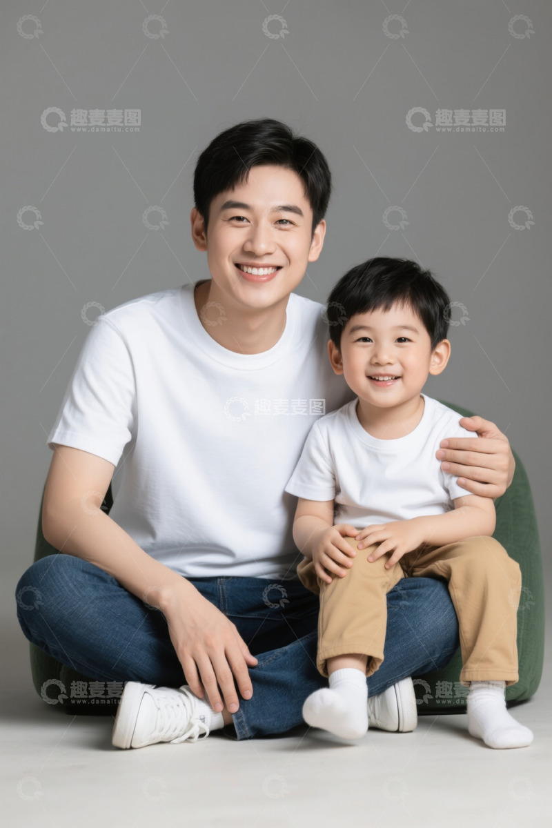 高清大图下载【趣麦麦图】父子温馨合影