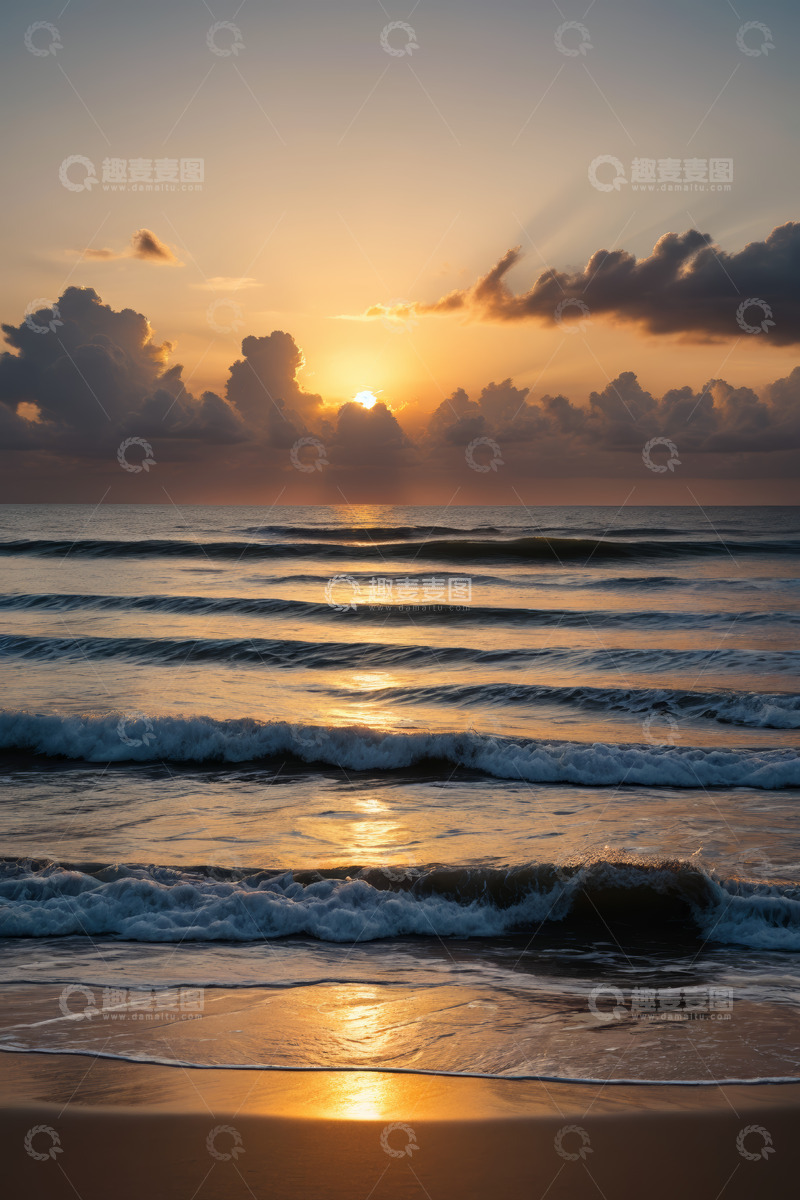 高清大图下载【趣麦麦图】海滩日落海景