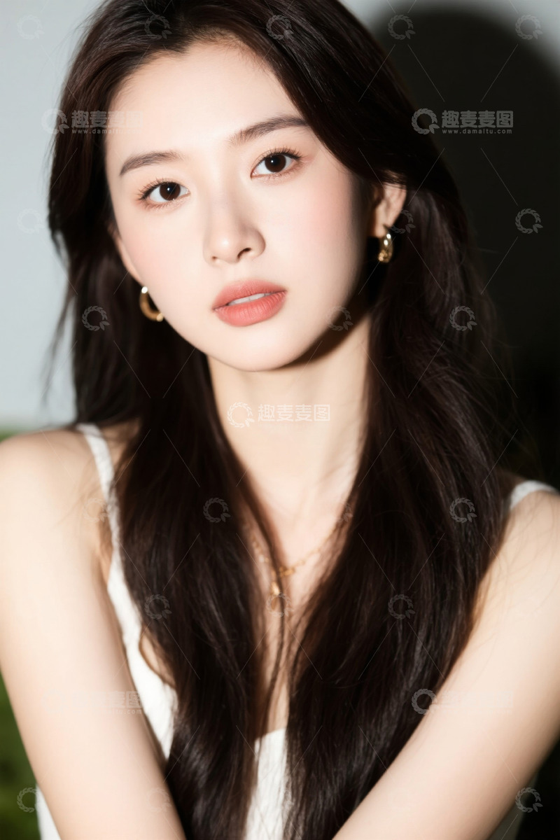 高清大图下载【趣麦麦图】长发亚洲女性肖像特写