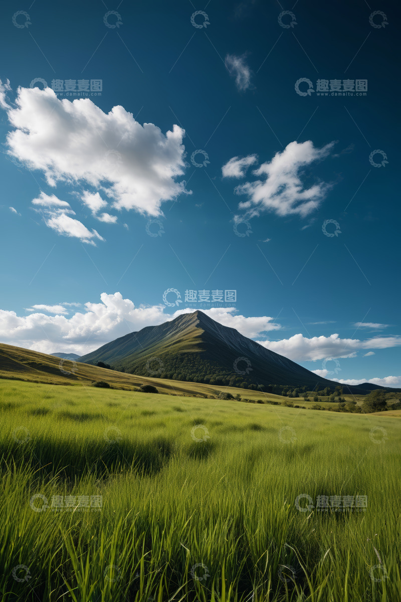 高清大图下载【趣麦麦图】草原山丘蓝天白云风景