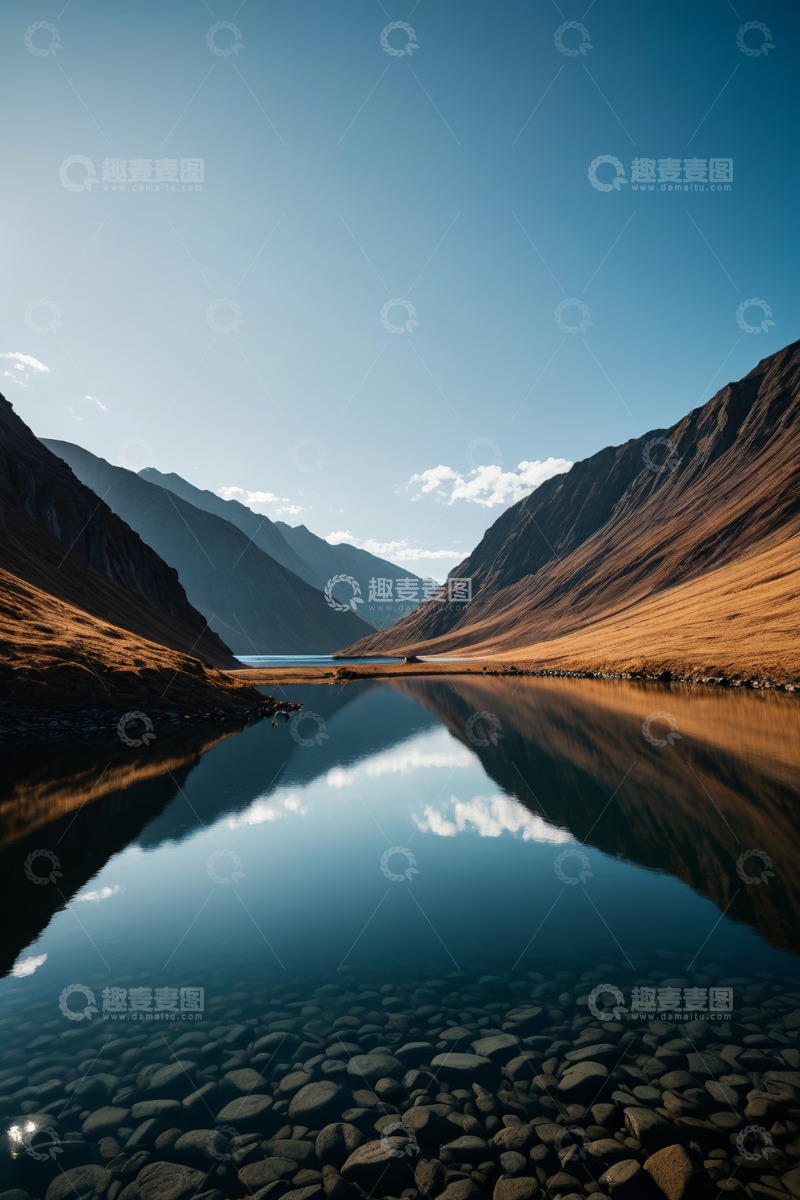 高清大图下载【趣麦麦图】山间平静湖水自然景观