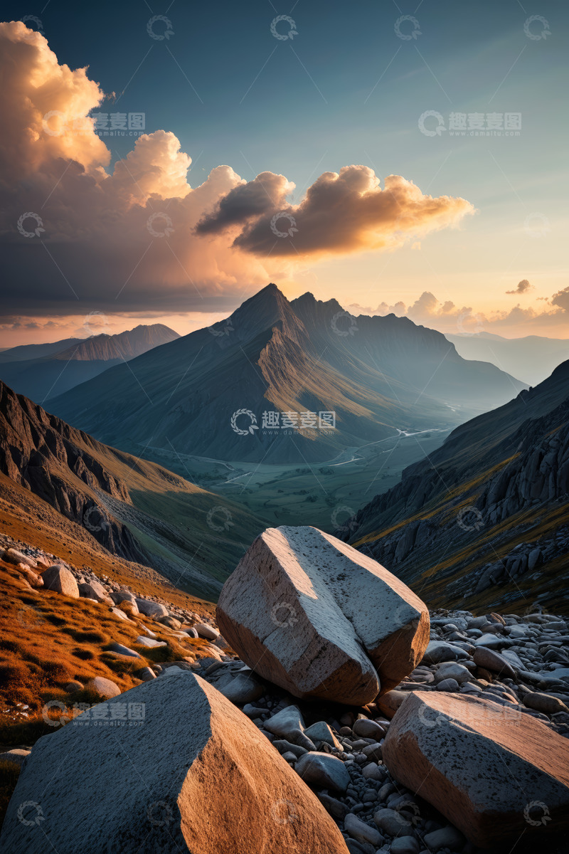 高清大图下载【趣麦麦图】山间黄昏壮美风景