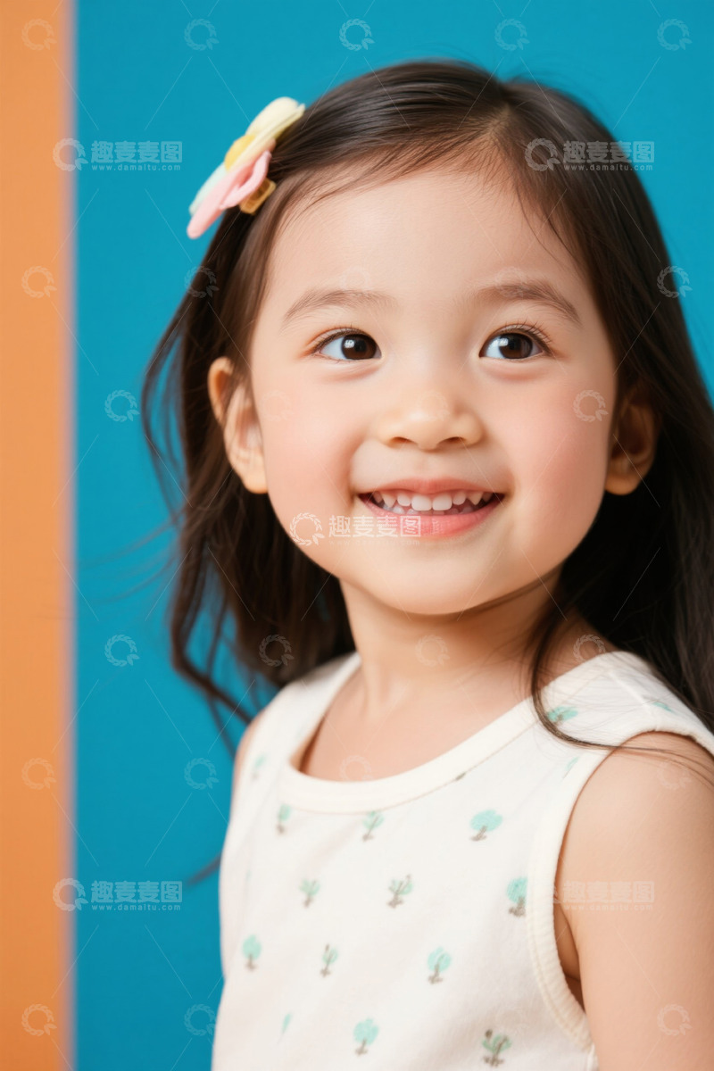 高清大图下载【趣麦麦图】微笑小女孩特写