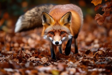 森林里行走的红狐狸