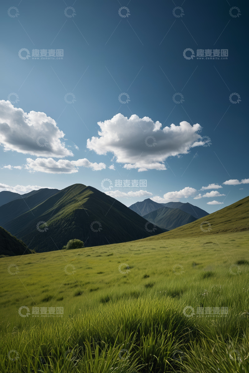 高清大图下载【趣麦麦图】草原山丘与蓝天白云景观