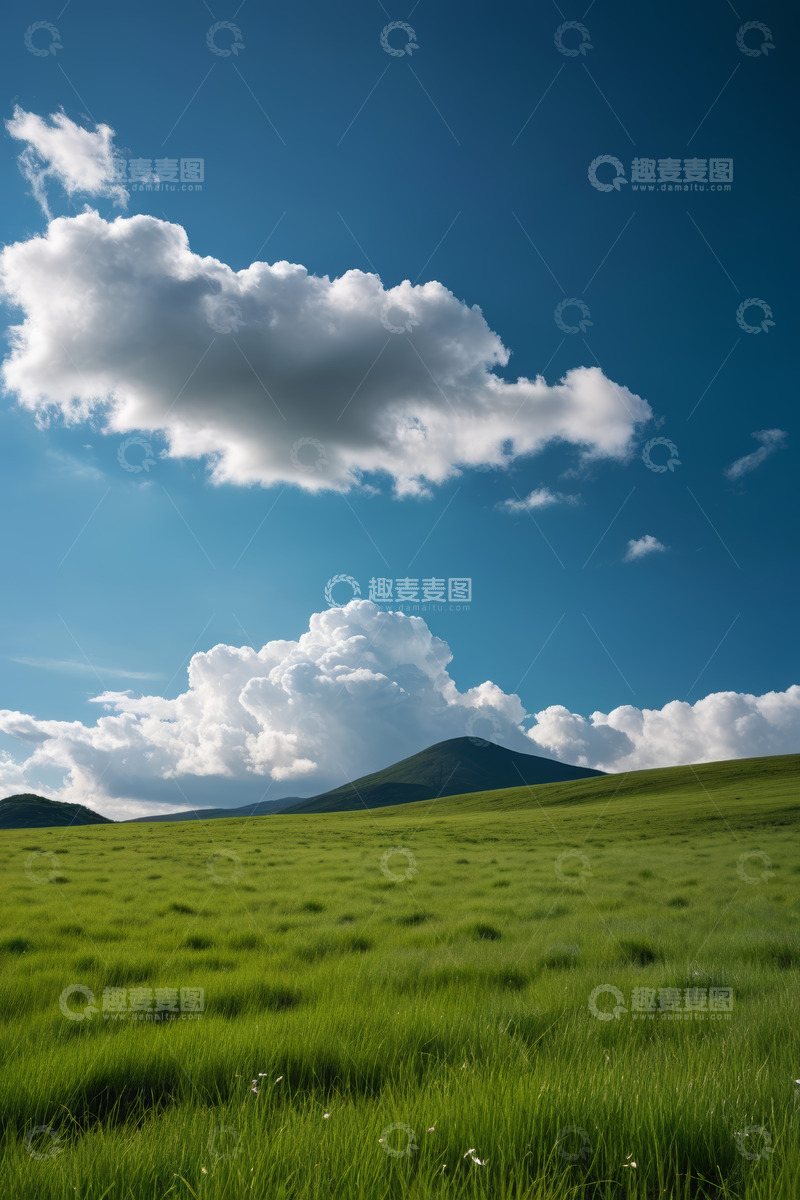 高清大图下载【趣麦麦图】广袤草原与蓝天白云风光