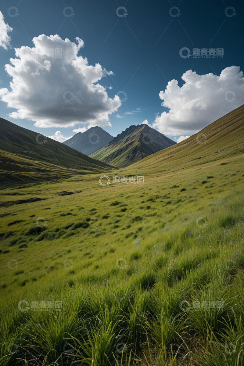 高清大图下载【趣麦麦图】户外草原与远山风景