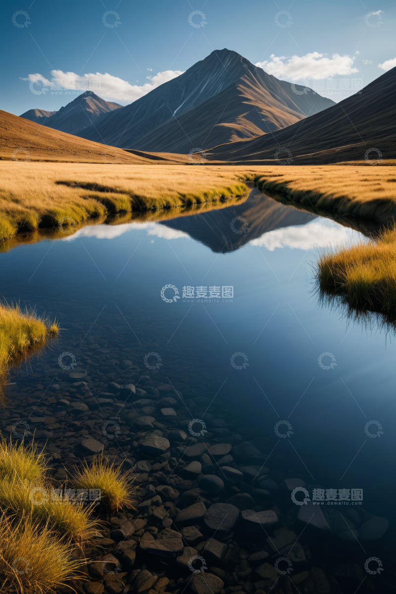 高清大图下载【趣麦麦图】山间草地河流自然风光