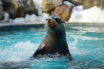 水池里的一头海豹