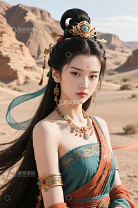 沙漠中古装女子特写