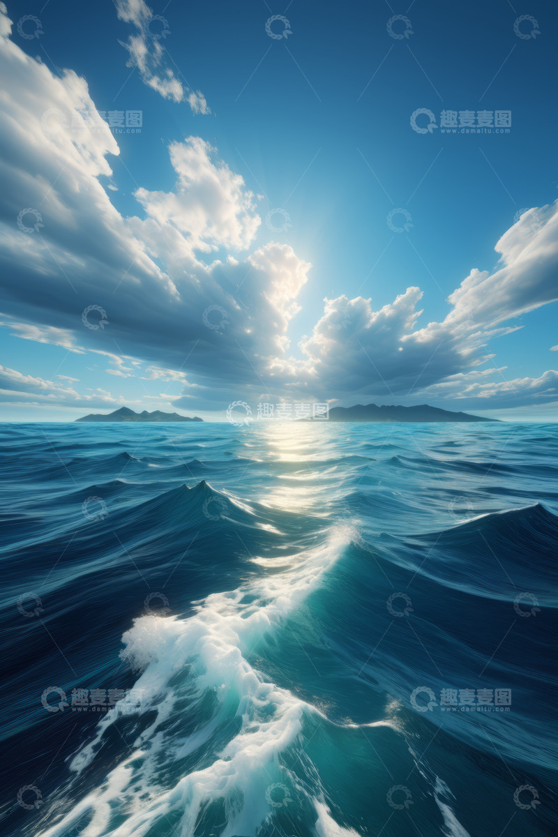 高清大图下载【趣麦麦图】海上日出波光粼粼景象