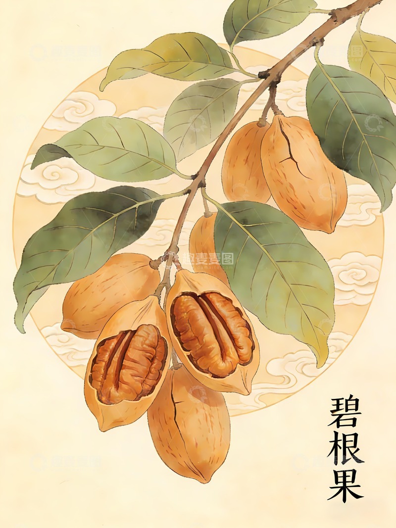 高清大图下载【趣麦麦图】碧根果包装插画