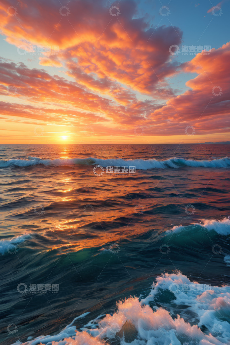 高清大图下载【趣麦麦图】海上日出壮丽景象