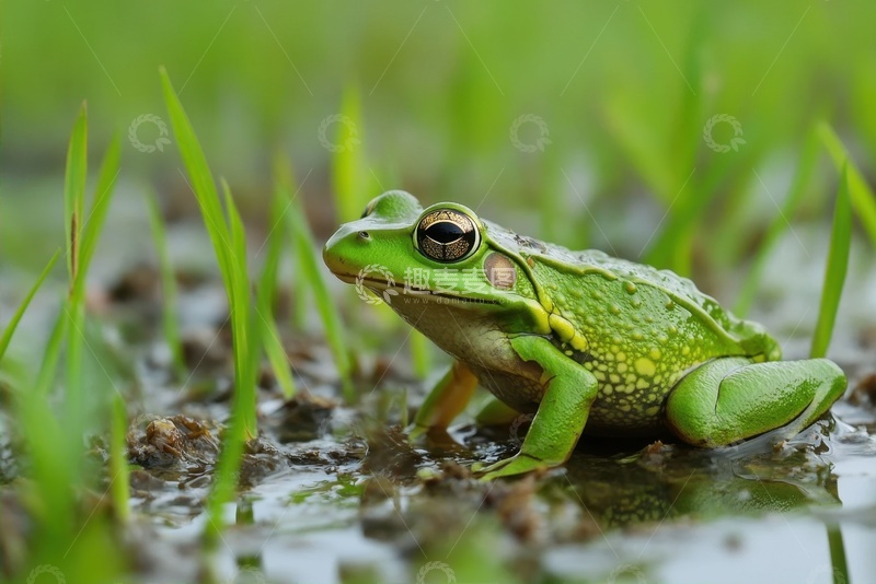 高清大图下载【趣麦麦图】农田田地里的青蛙动物