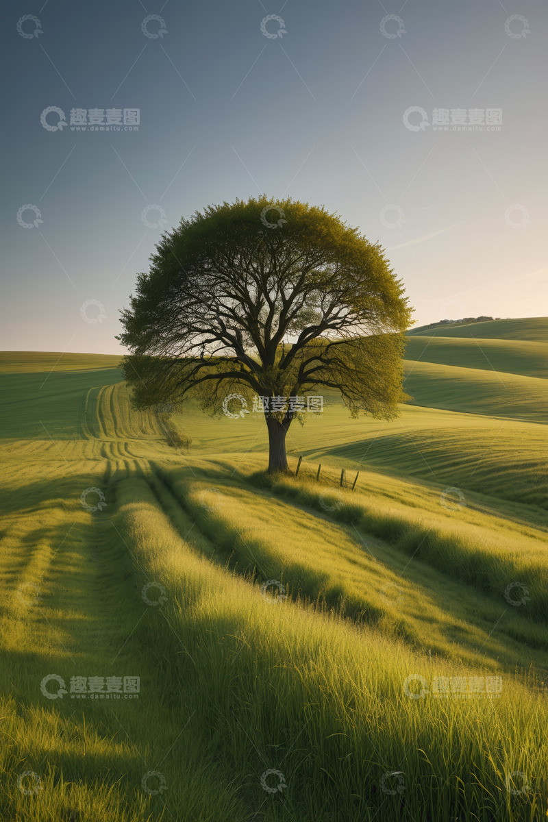 高清大图下载【趣麦麦图】田野中孤独的树木