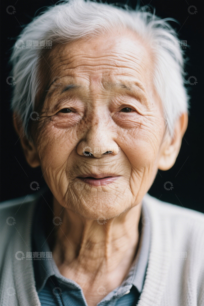 高清大图下载【趣麦麦图】老年女性面部特写肖像
