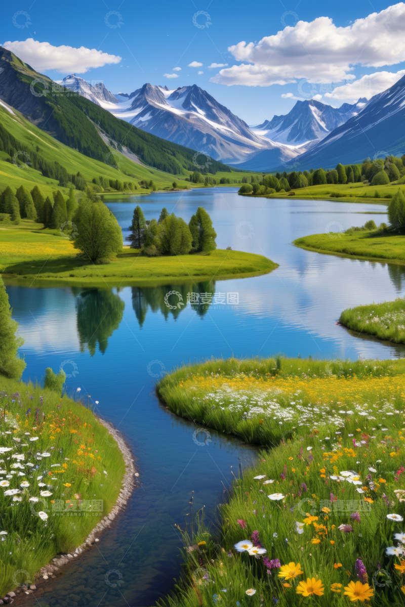 高清大图下载【趣麦麦图】山间湖泊自然风光美景