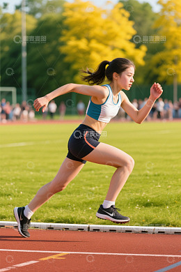 女子在跑道上跑步