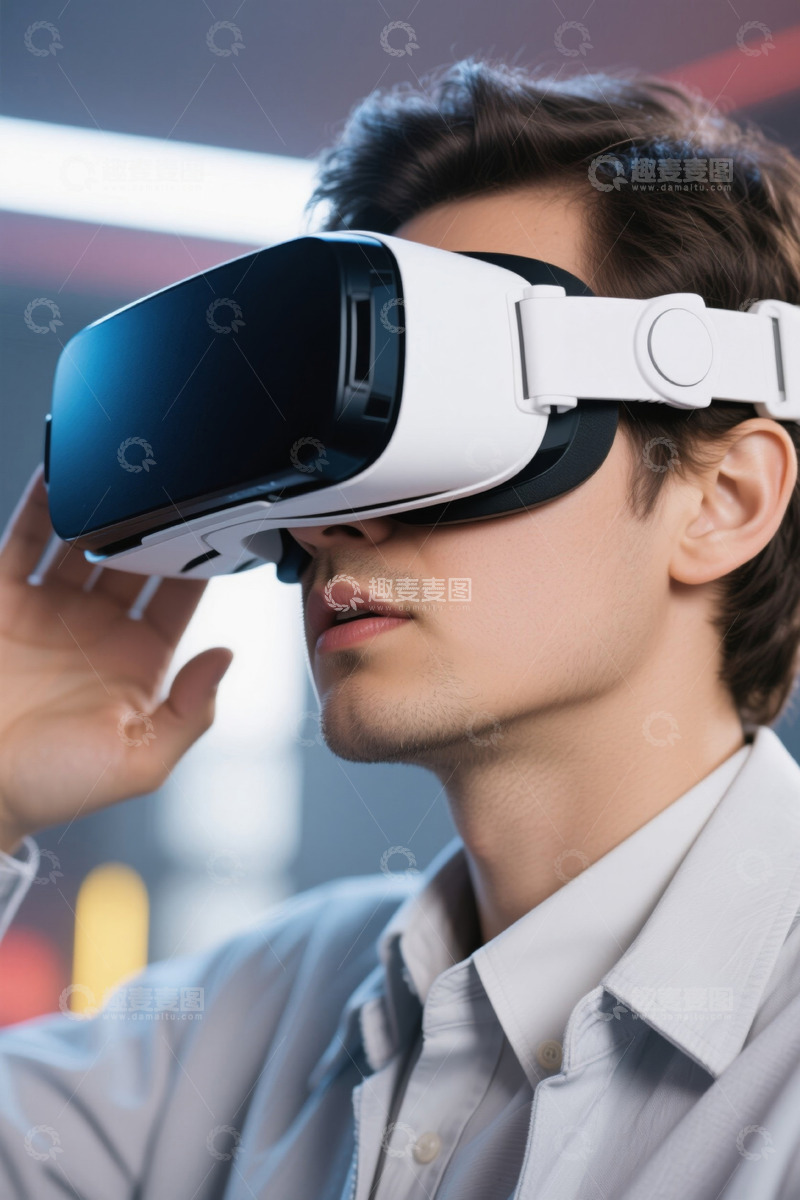 高清大图下载【趣麦麦图】男士佩戴虚拟现实眼镜
