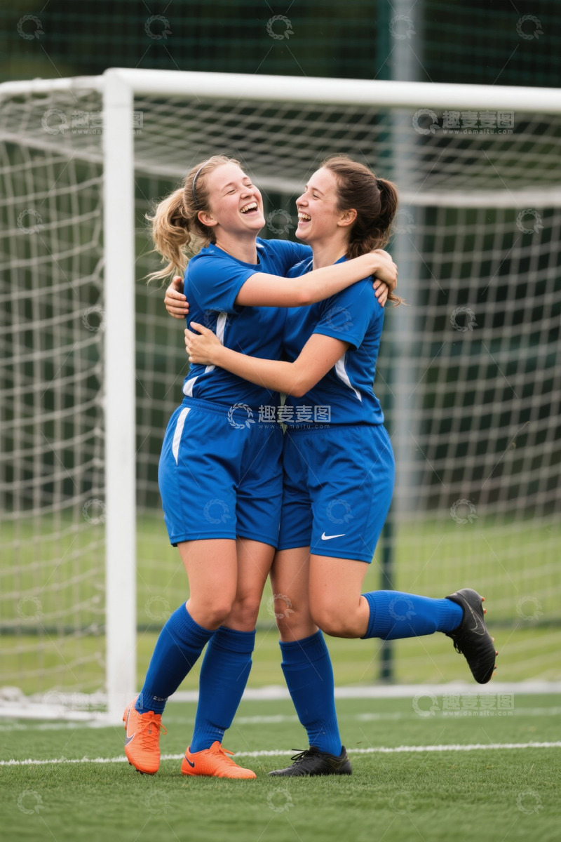 高清大图下载【趣麦麦图】女足球员赛场相拥庆祝